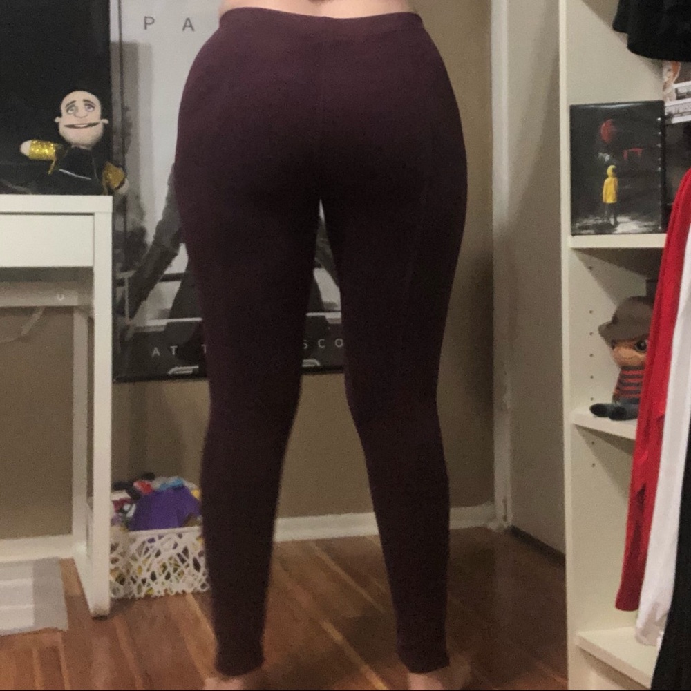Express Maroon faux suede leggings